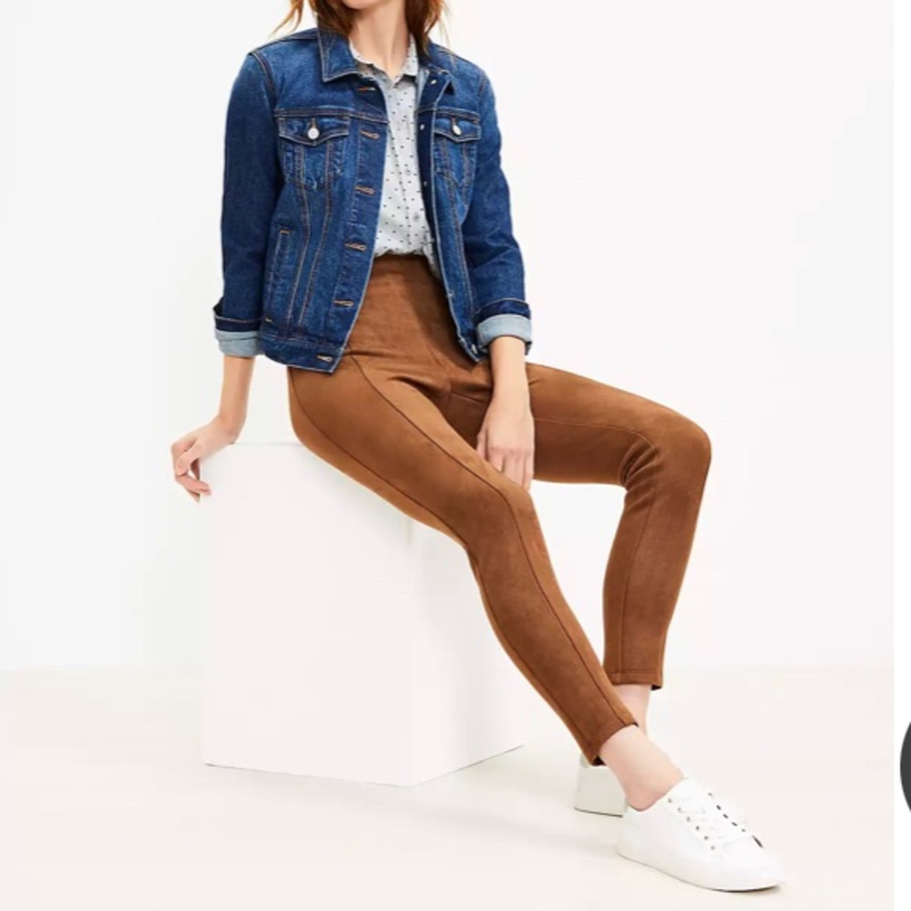 LOFT petite Faux Suede Leggings XXSP zipper